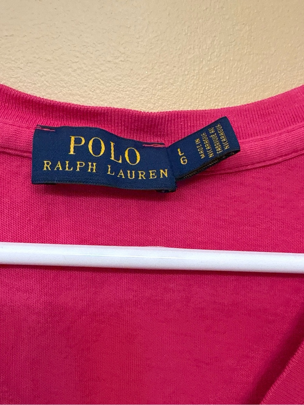 Ralph Lauren Women's V-Neck Tee in Bright Pink with Embroidered Pony - Picture 6 of 7